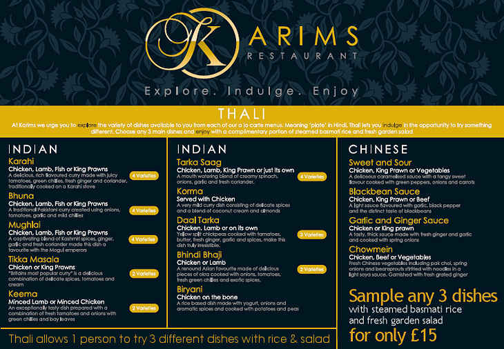 Thali - 3 dishes for only &pound;15